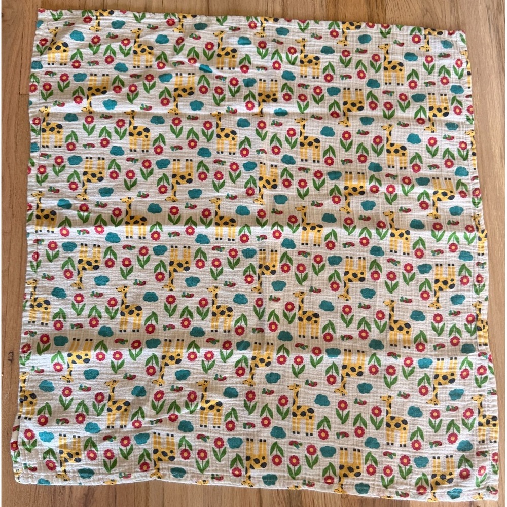 Frugi Organic Cotton Muslin Swaddle Blanket Burp Cloth Giraffe Floral Print SS18